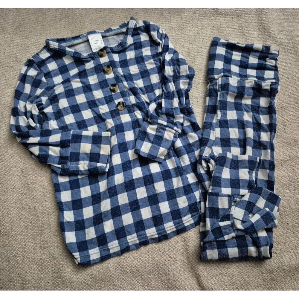 Lou lou & company 2 piece outfit size 6-12M months blue checkered